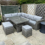 Cambridge Modular Corner Sofa Set With Rising Table in Grey Set up left or right handed