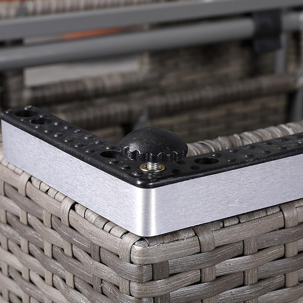 Cambridge Square Corner Sofa Set with Rising Table in Stone Browne Grey weave(#411-2)