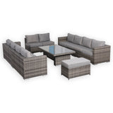 Cambridge U-Shape Modular Corner Sofa Set with Rising Table in Stone Browne Grey Weave(#431)