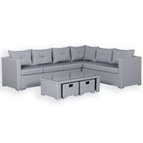 Carlow Range Large Left or Right Hand Corner Sofa Set with Coffee Table in Grey Weave