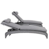 Victoria Range Pair of Sun loungers with Side Table, in Slate Grey Weave and Dark Grey Cushions(#516)