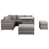 Cambridge Square Corner Sofa Set with Rising Table in Stone Browne Grey weave(#411-2)