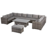 Cambridge U-Shape Modular Corner Sofa Set with Rising Table in Stone Browne Grey Weave(#431)