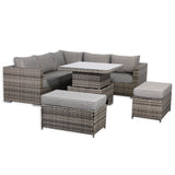 Cambridge Square Corner Sofa Set with Rising Table in Stone Browne Grey weave(#411-2)