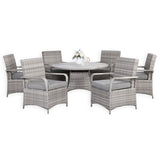 Sicily Spec Range Round Dining Table with 6 Chairs in Light Grey Weave(#908)