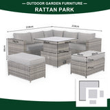 Cambridge Square Corner Sofa Set with Rising Table in Stone Browne Grey weave(#411-2)