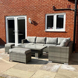 Cambridge Modular Corner Sofa Set With Rising Table in Grey Set up left or right handed