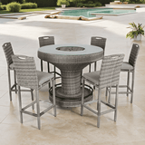 Cambridge Aluminium frame  Round Bar Set with Ice Bucket in Stone Browne Grey Weave