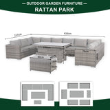 Cambridge U-Shape Modular Corner Sofa Set with Rising Table in Stone Browne Grey Weave(#431)