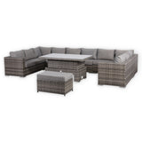 Cambridge U-Shape Modular Corner Sofa Set with Rising Table in Stone Browne Grey Weave(#431)