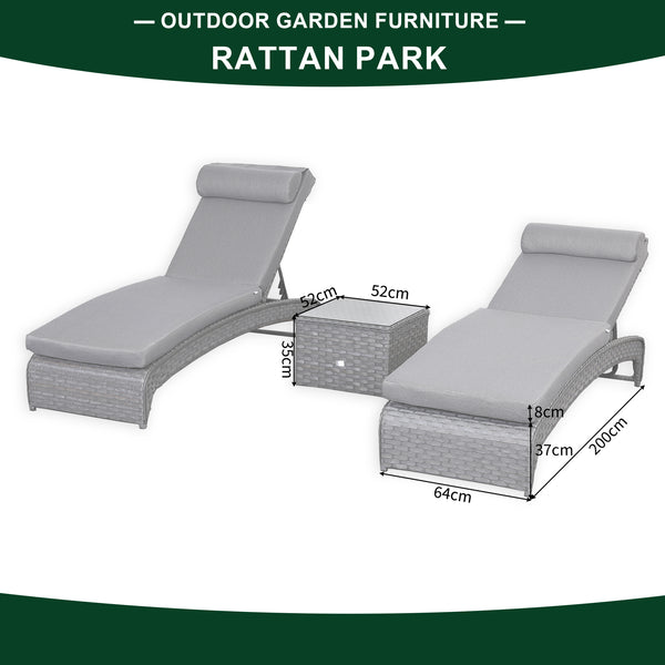 Victoria Range Pair of Sun loungers with Side Table, in Slate Grey