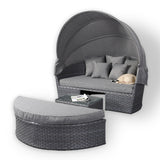 Victoria Range Daybed with Canopy in Slate Grey Weave and Grey Cushions(#515)