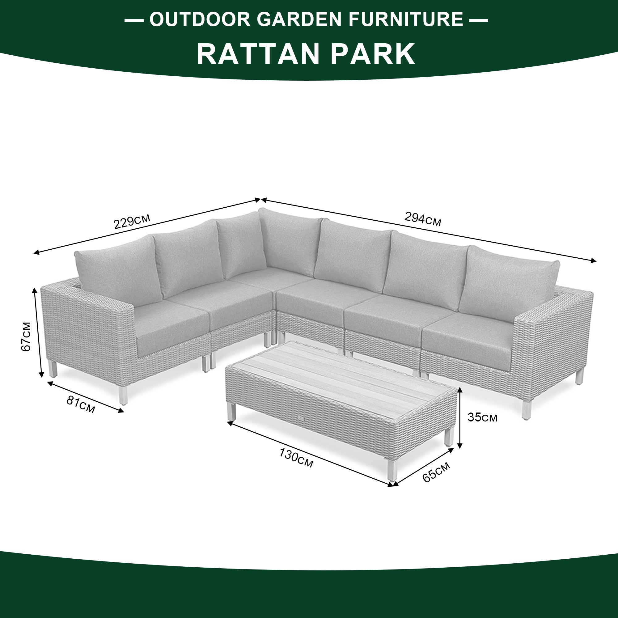 St Lawrence Range large modular  Corner Sofa Set in Round Brown Rattan with Cushions and Teak Wood Table Top(#BG03)