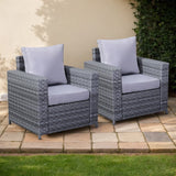 Aster  Arm Chairs In Grey Weave includes weather Cover