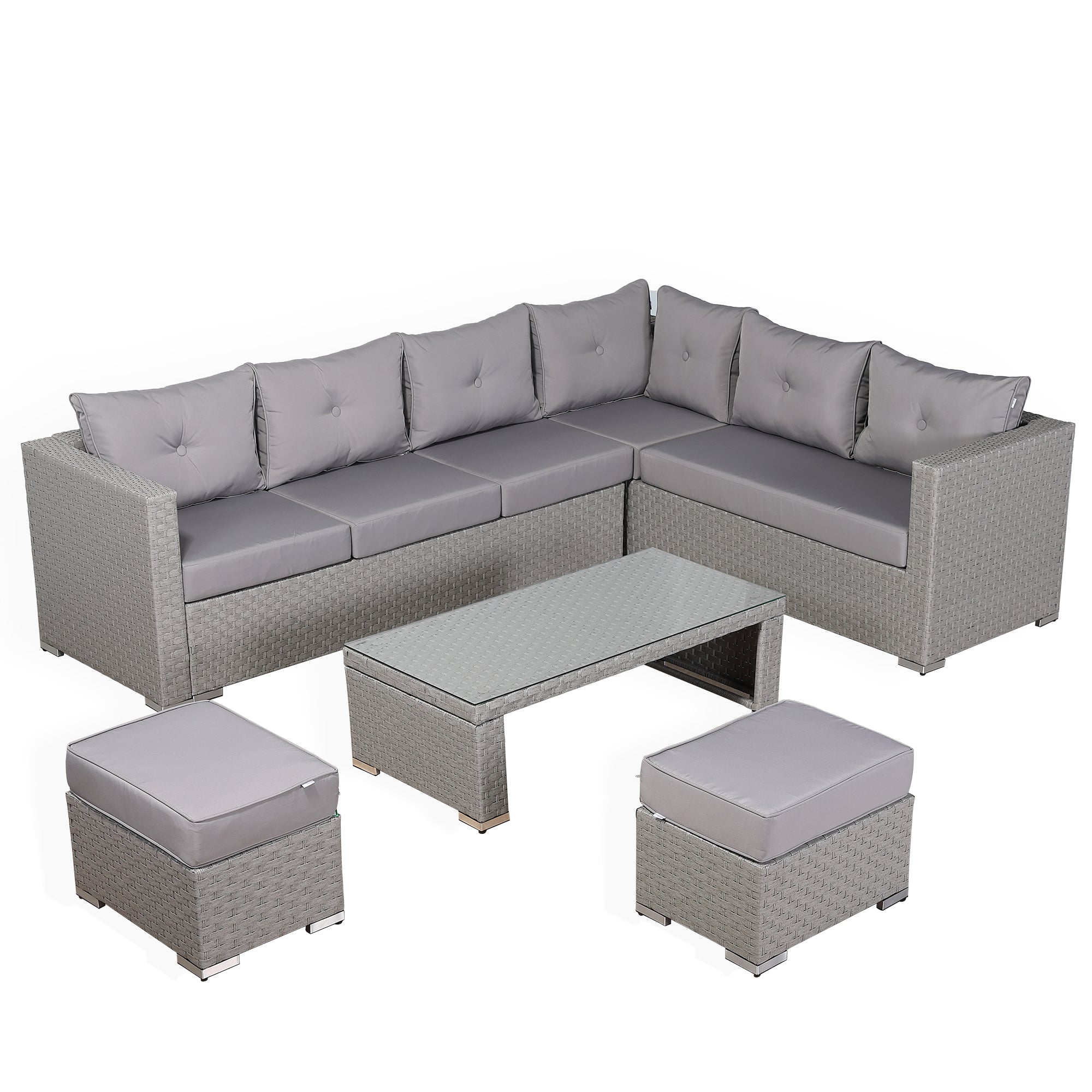 Carlow Range Large Left or Right Hand Corner Sofa Set with Coffee Table in Grey Weave