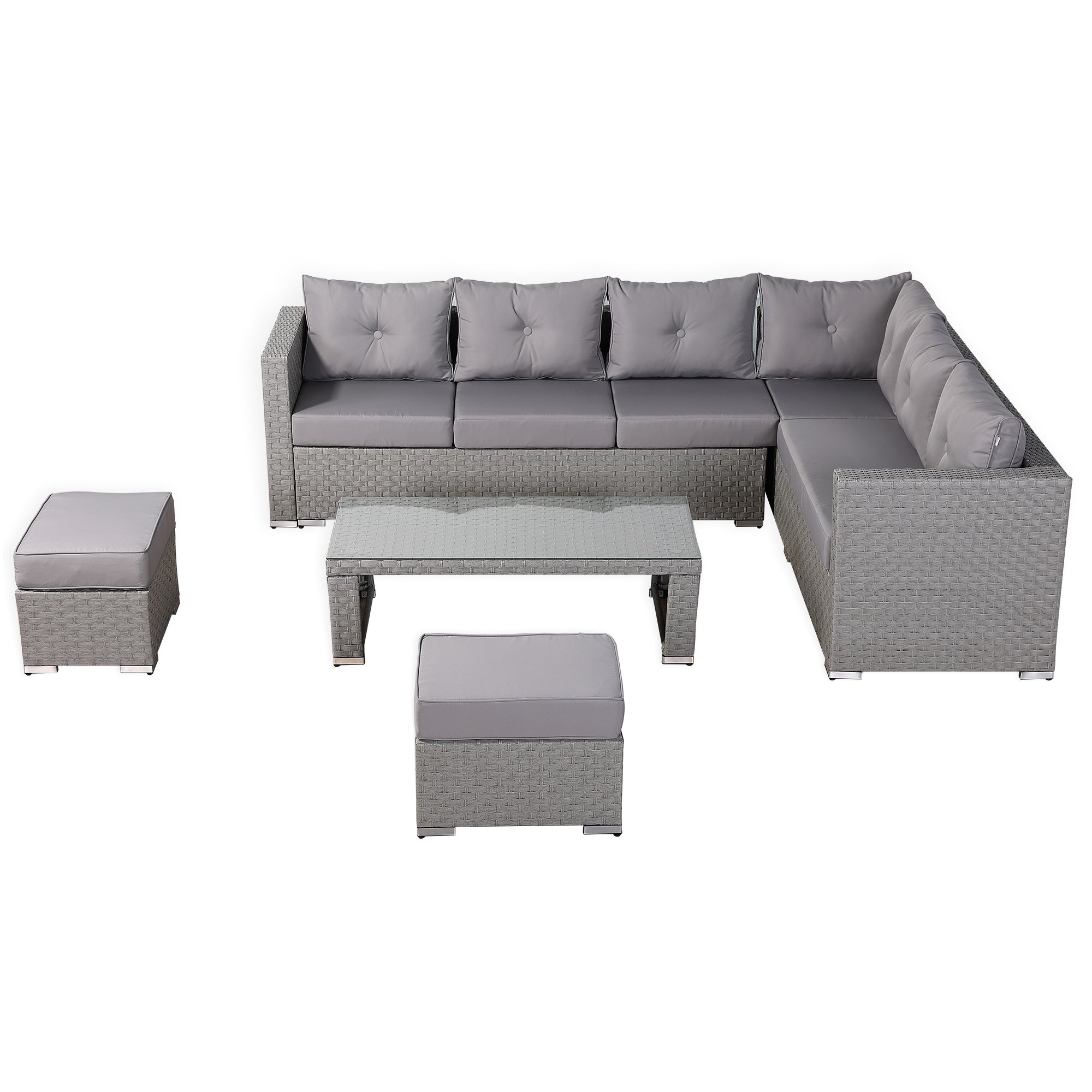 Carlow Range Large Left or Right Hand Corner Sofa Set with Coffee Table in Grey Weave