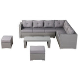 Carlow Range Large Left or Right Hand Corner Sofa Set with Coffee Table in Grey Weave