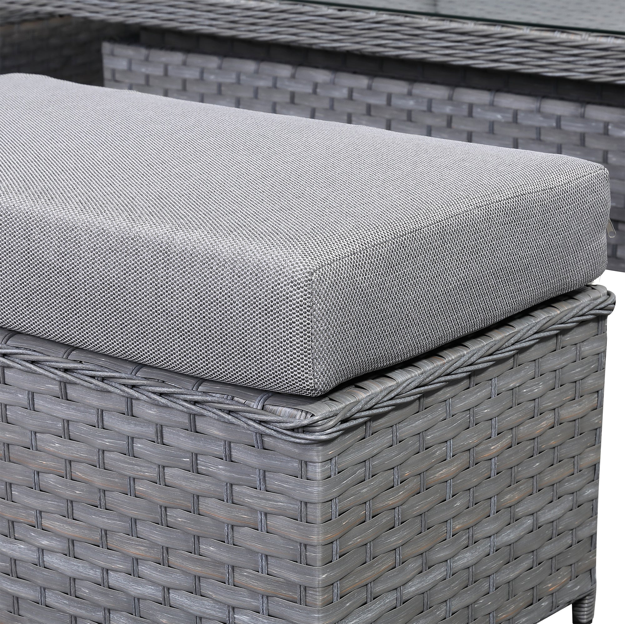 Victoria High Back Modular Corner Sofa Set & Arm Chair with Fire Pit Table in Slate Grey Weave(#529F))