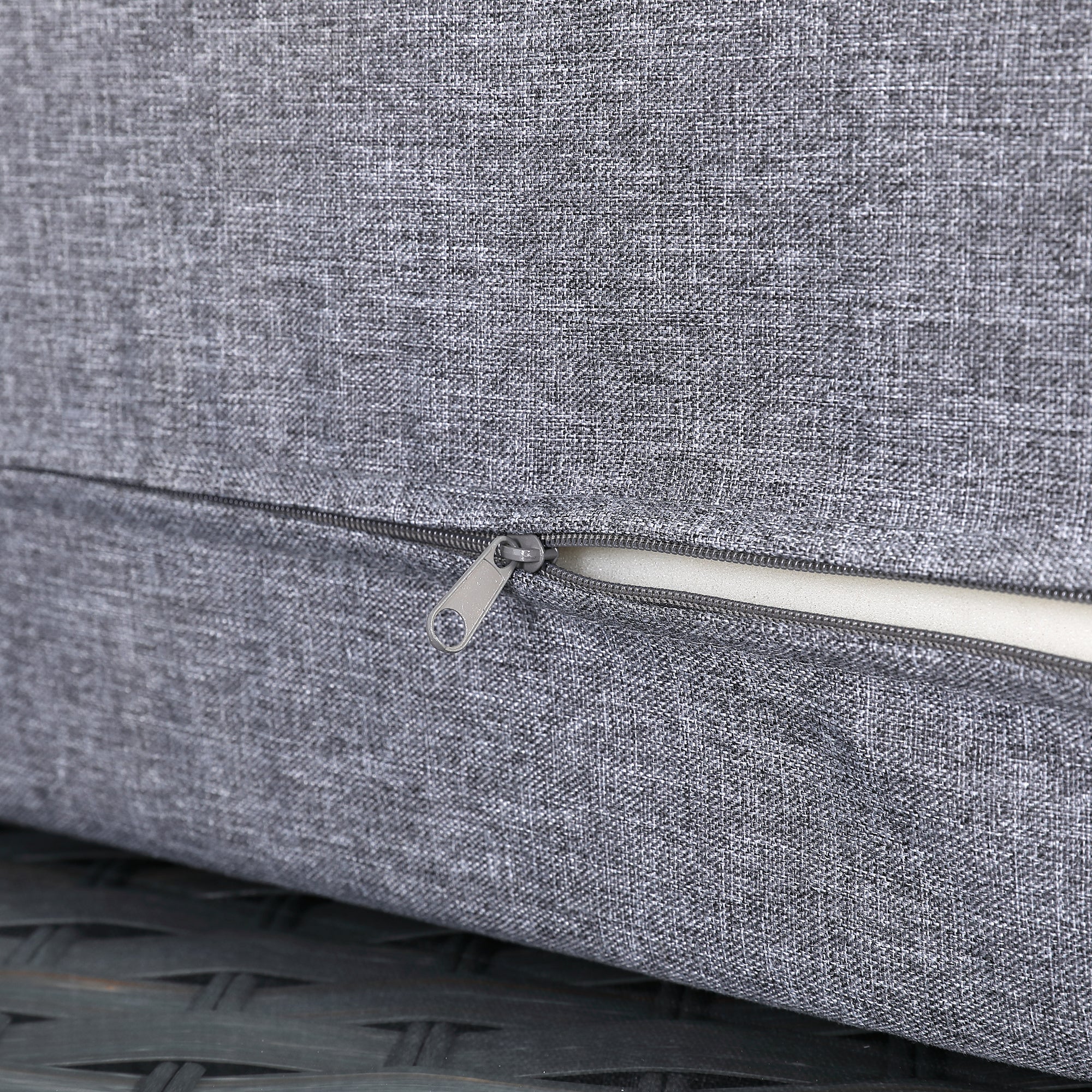 Victoria High Back Modular Corner Sofa Set & Arm Chair with Fire Pit Table in Slate Grey Weave(#529F))