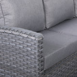 Victoria High Back Modular Corner Sofa Set & Arm Chair with Fire Pit Table in Slate Grey Weave(#529F))