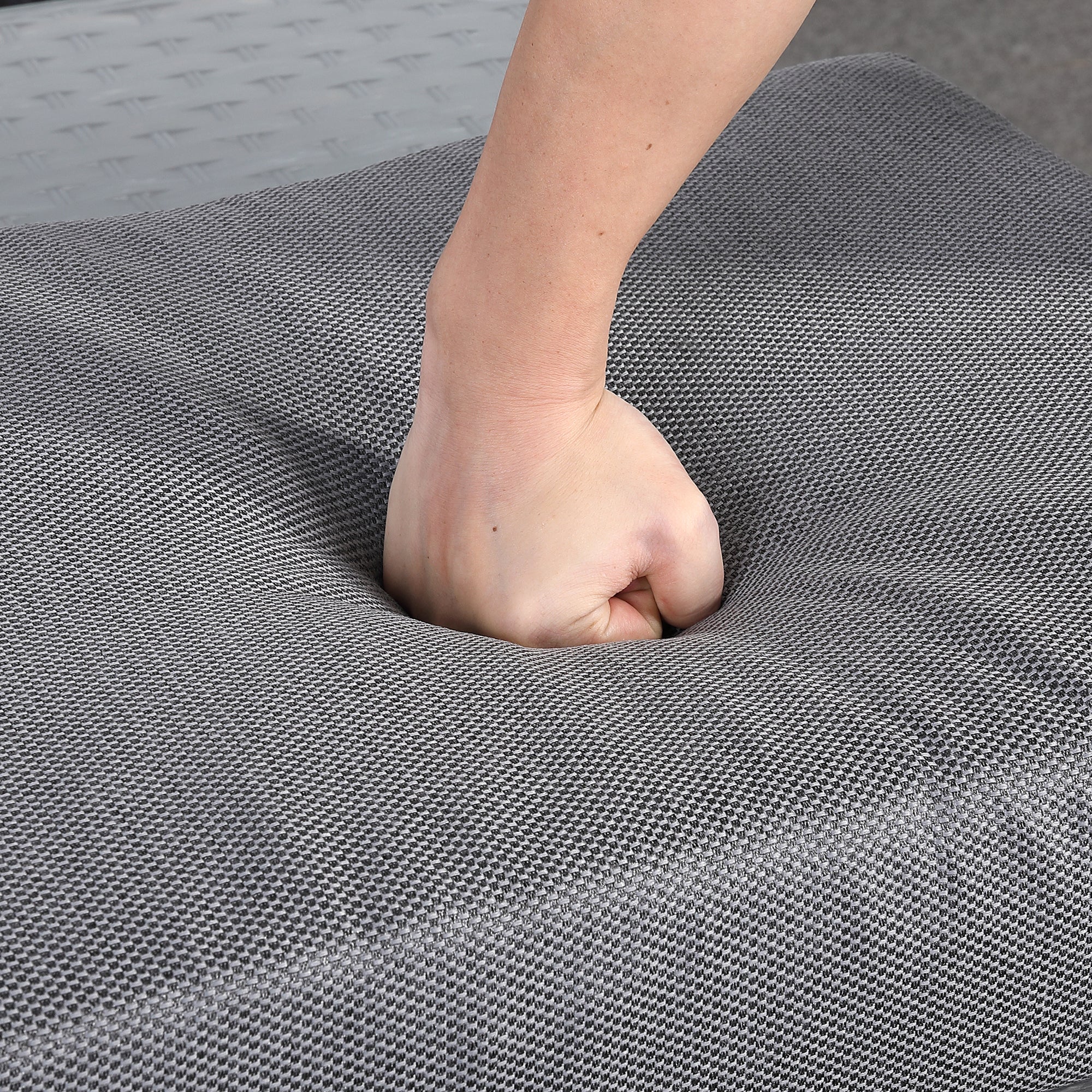 Victoria High Back Modular Corner Sofa Set & Arm Chair with Fire Pit Table in Slate Grey Weave(#529F))