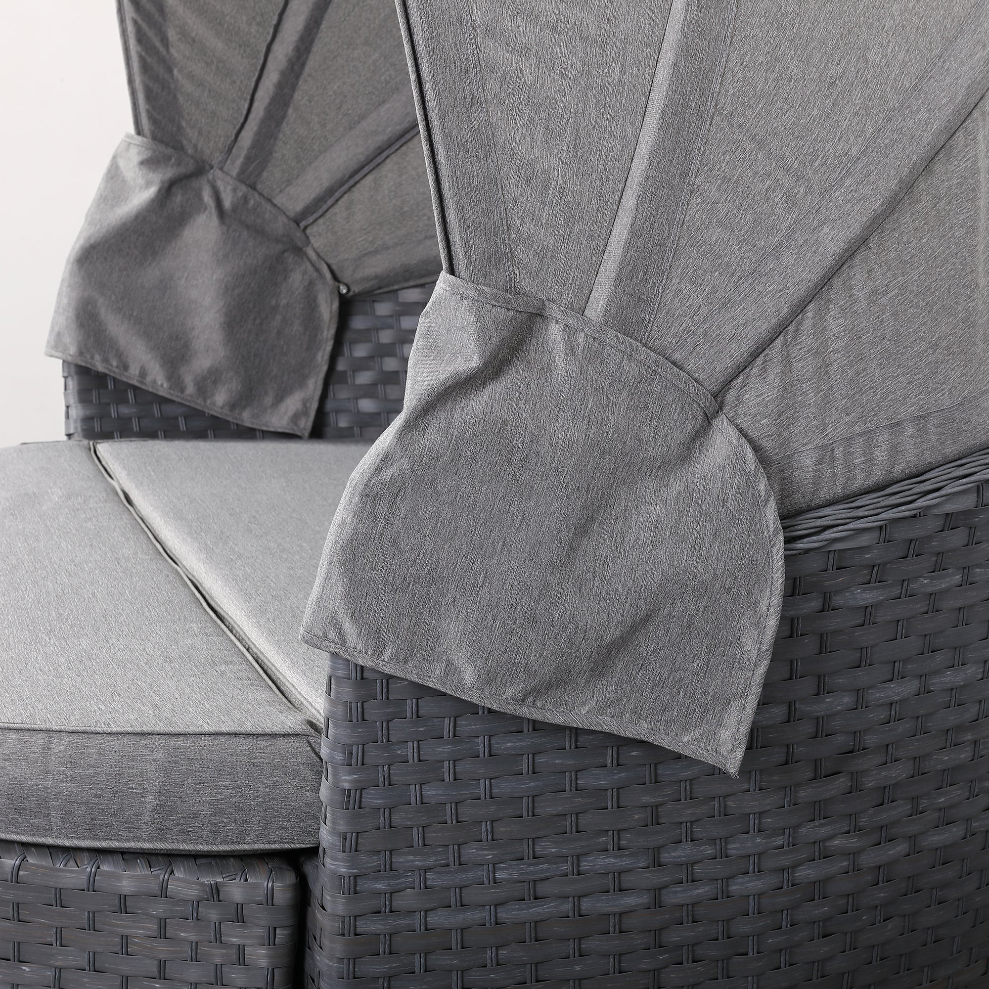 Victoria Range Daybed with Canopy in Slate Grey Weave and Grey Cushions(#515)