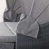 Victoria Range Daybed with Canopy in Slate Grey Weave and Grey Cushions(#515)