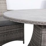 Sicily Spec Range Round Dining Table with 6 Chairs in Light Grey Weave(#908)