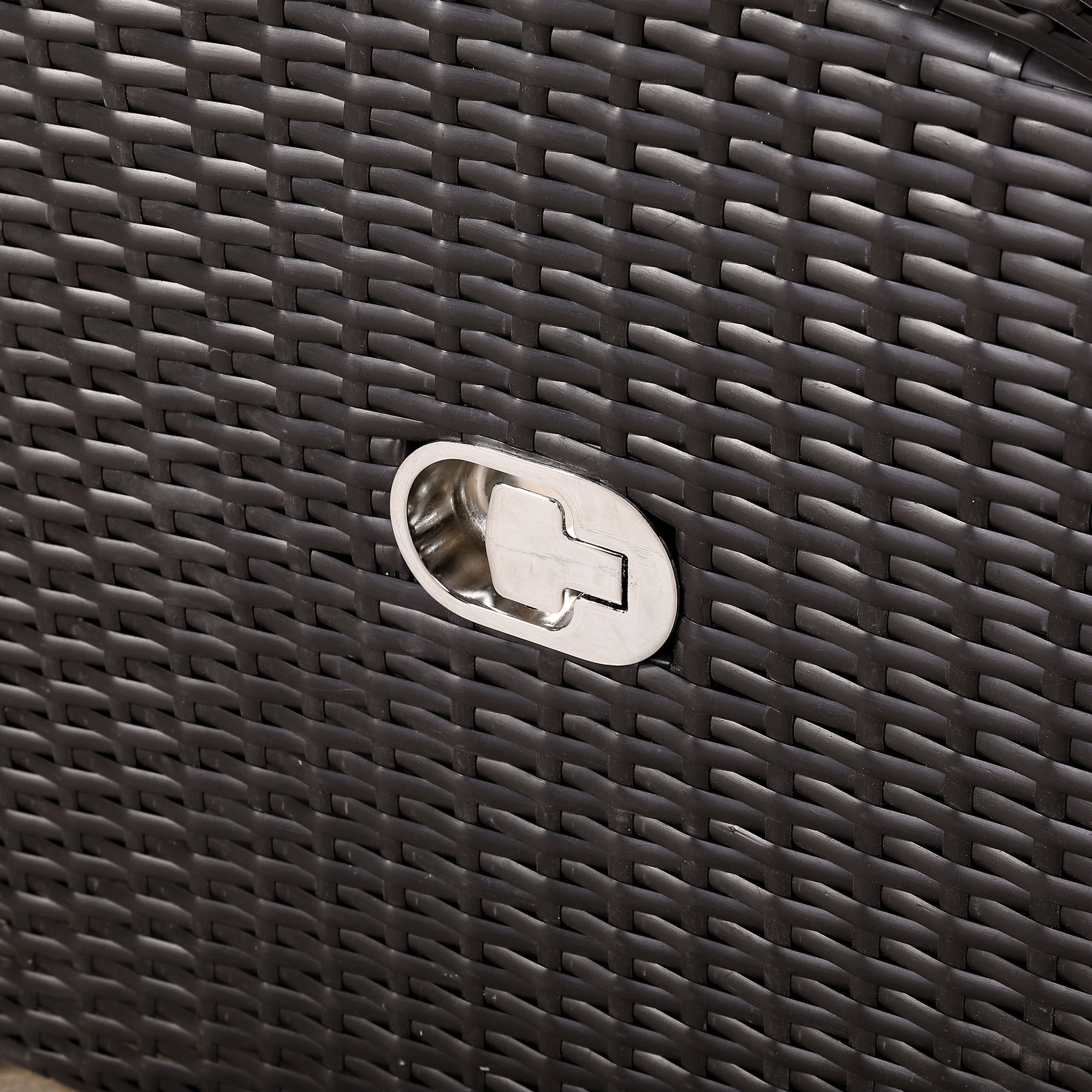 Durley Range Reclining Armchair with Flip Table in Dark Brown Weave and Grey Cushion