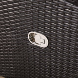 Durley Range Reclining Armchair with Flip Table in Dark Brown Weave and Grey Cushion