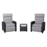 Durley Range Reclining Armchair with Flip Table in Dark Brown Weave and Grey Cushion