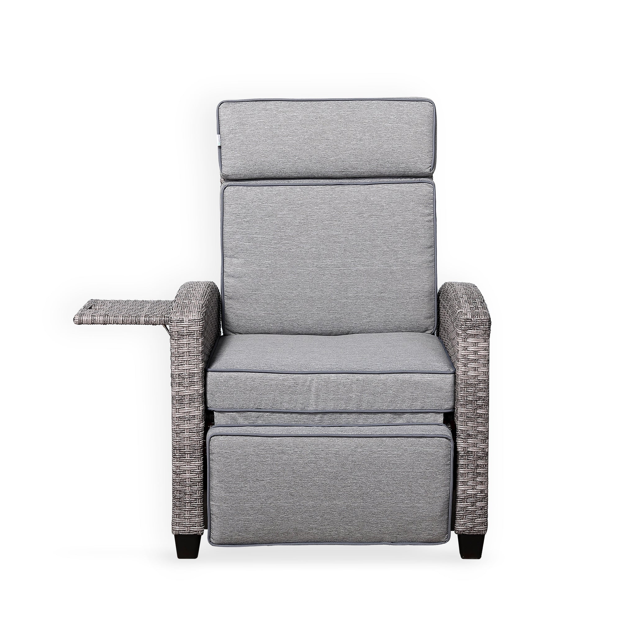 Rose Range Reclining Armchair with Flip Table in Grey Weave and Grey Cushion