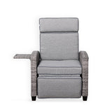 Rose Range Reclining Armchair with Flip Table in Grey Weave and Grey Cushion