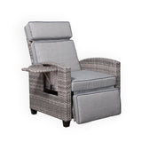 Rose Range Reclining Armchair with Flip Table in Grey Weave and Grey Cushion