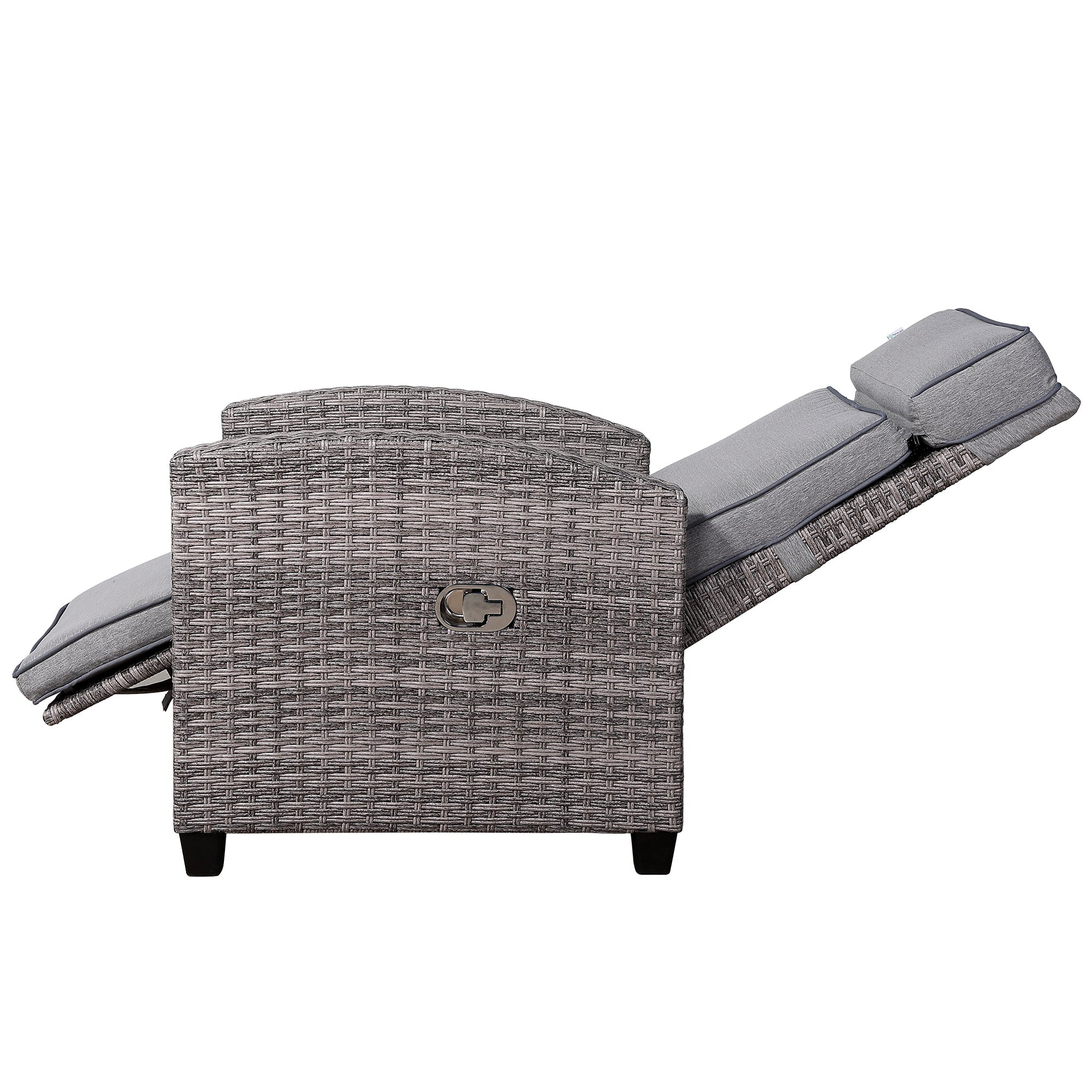 Rose Range Reclining Armchair with Flip Table in Grey Weave and Grey Cushion
