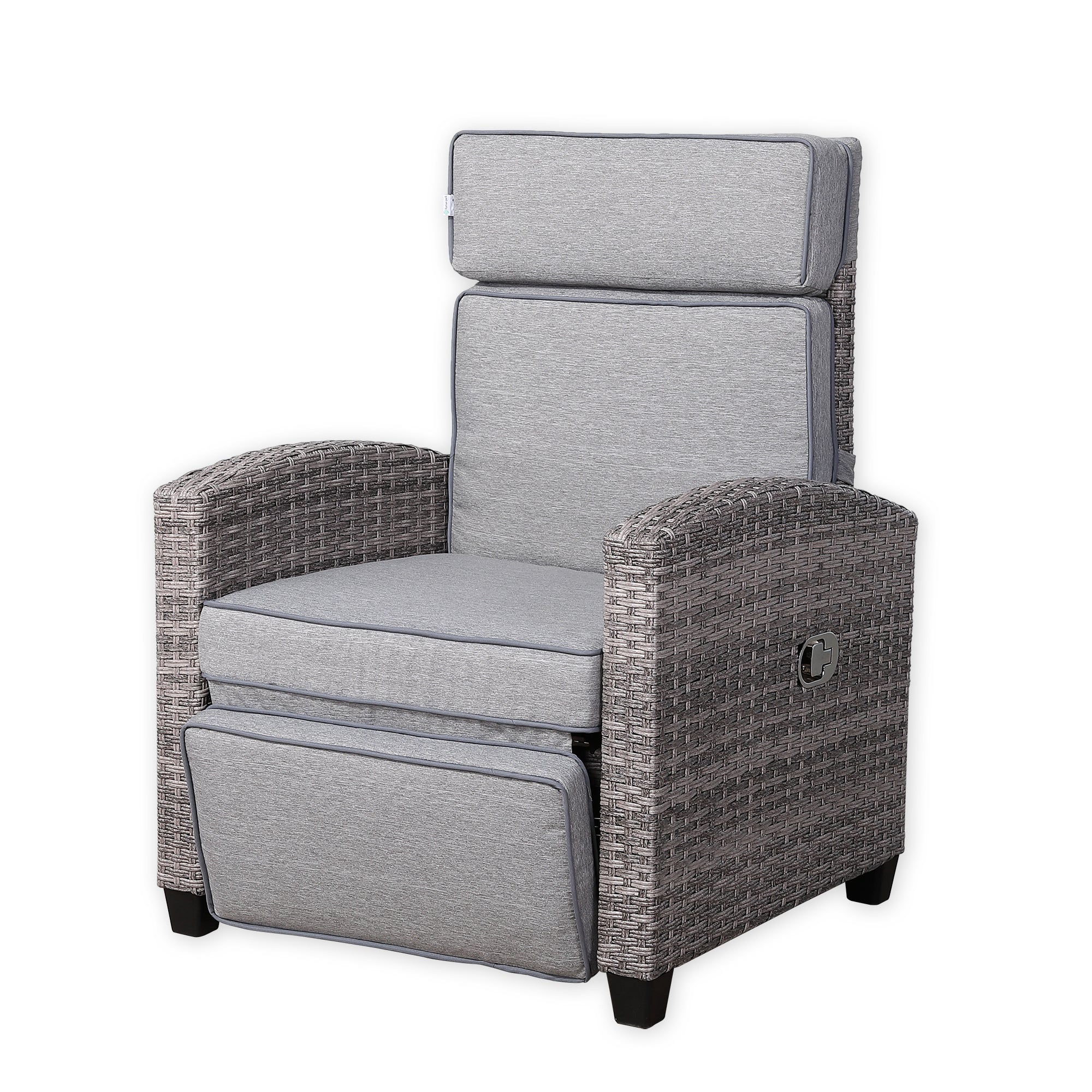 Rose Range Reclining Armchair with Flip Table in Grey Weave and Grey Cushion