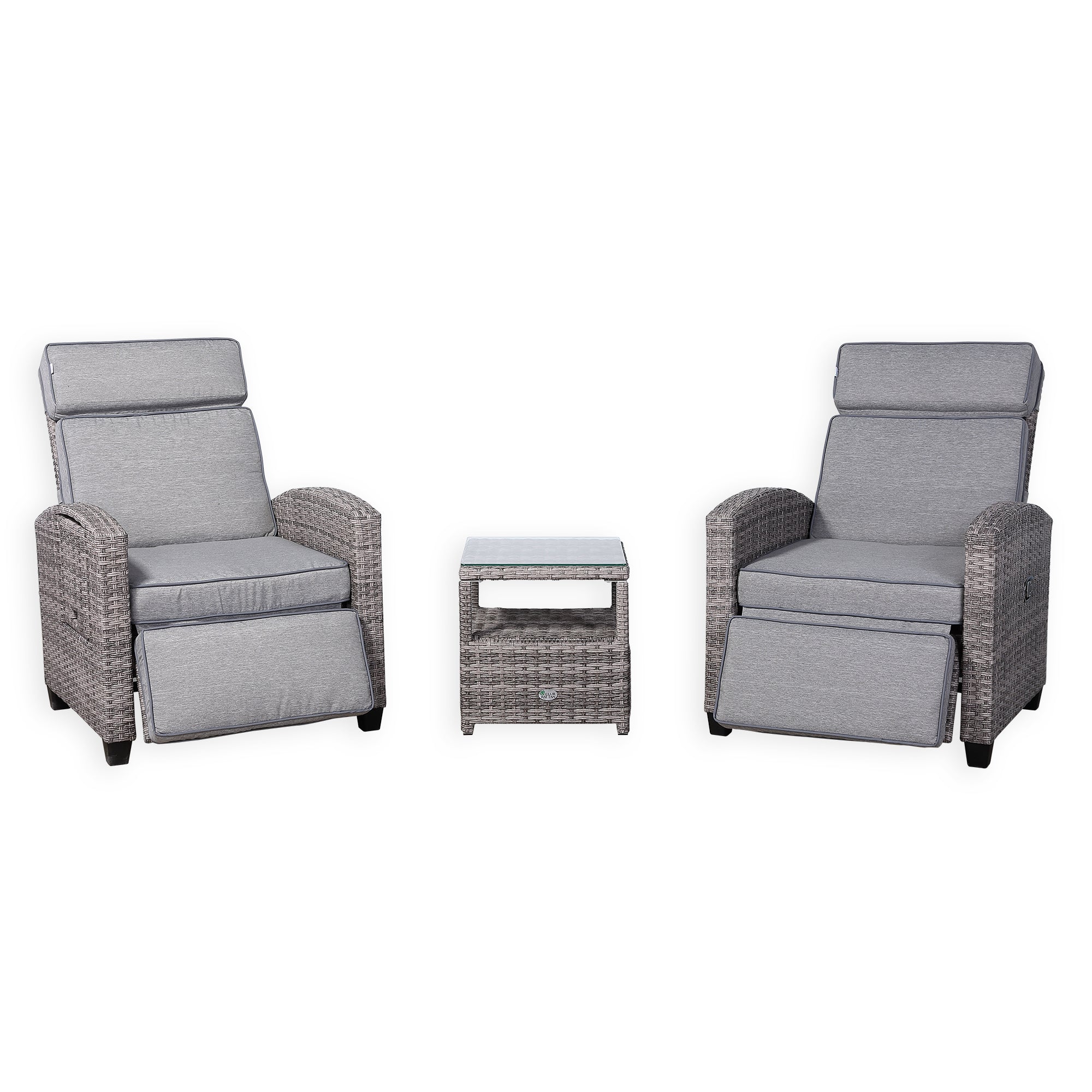 Rose Range Reclining Armchair with Flip Table in Grey Weave and Grey Cushion