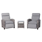 Rose Range Reclining Armchair with Flip Table in Grey Weave and Grey Cushion