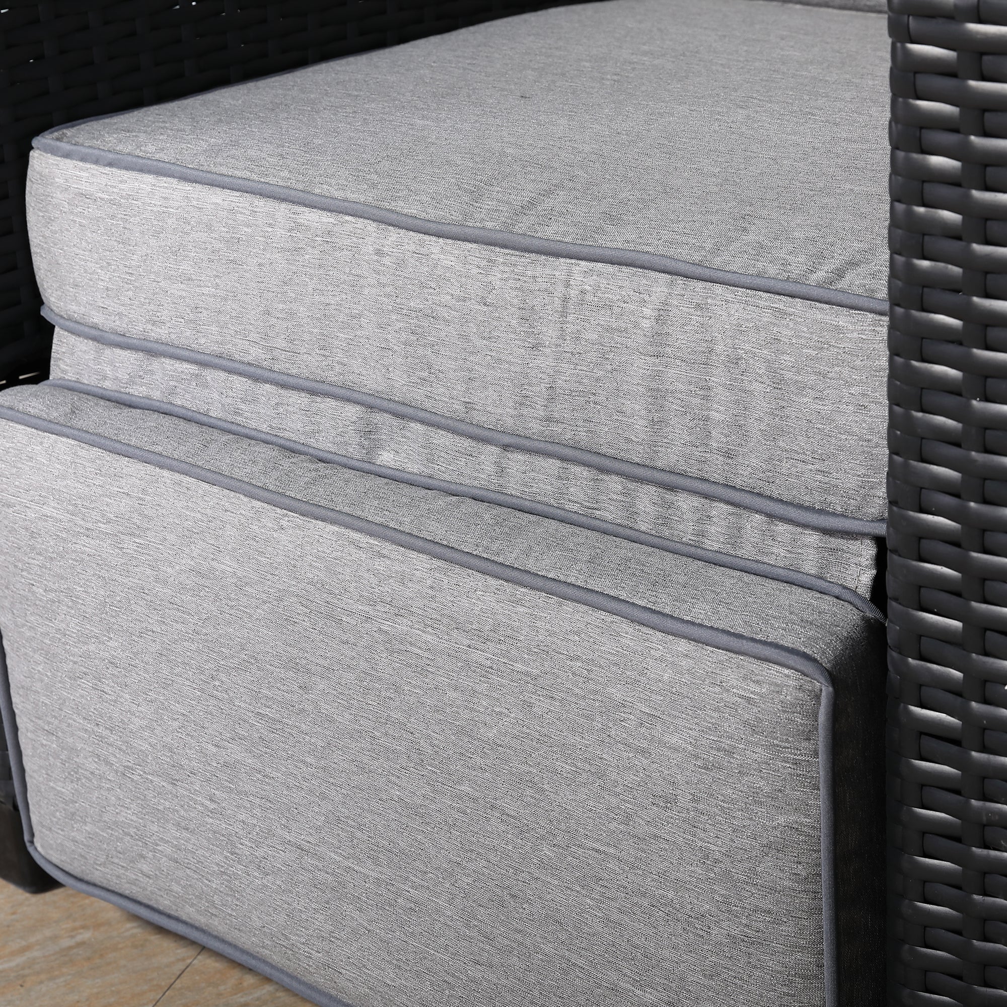 Durley Range Reclining Armchair with Flip Table in Dark Brown Weave and Grey Cushion