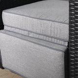 Durley Range Reclining Armchair with Flip Table in Dark Brown Weave and Grey Cushion