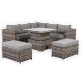 Cambridge Square Corner Sofa Set with Rising Table in Stone Browne Grey weave(#411-2)