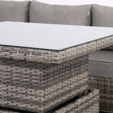 Cambridge Square Corner Sofa Set with Rising Table in Stone Browne Grey weave(#411-2)