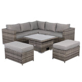 Cambridge Square Corner Sofa Set with Rising Table in Stone Browne Grey weave(#411-2)