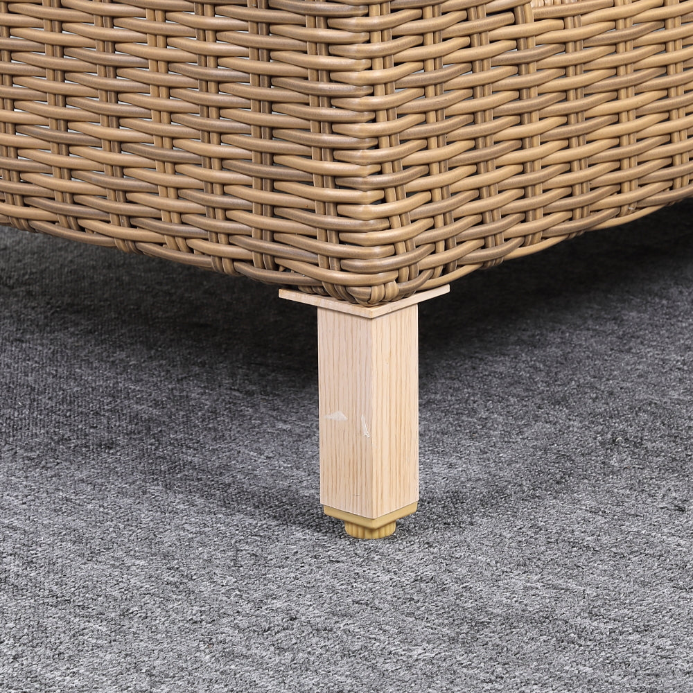 St Lawrence Range large modular  Corner Sofa Set in Round Brown Rattan with Cushions and Teak Wood Table Top(#BG03)