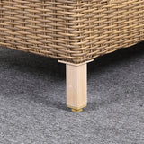 St Lawrence Range large modular  Corner Sofa Set in Round Brown Rattan with Cushions and Teak Wood Table Top(#BG03)