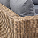 St Lawrence Range large modular  Corner Sofa Set in Round Brown Rattan with Cushions and Teak Wood Table Top(#BG03)