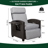 Durley Range Reclining Armchair with Flip Table in Dark Brown Weave and Grey Cushion