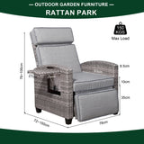 Rose Range Reclining Armchair with Flip Table in Grey Weave and Grey Cushion