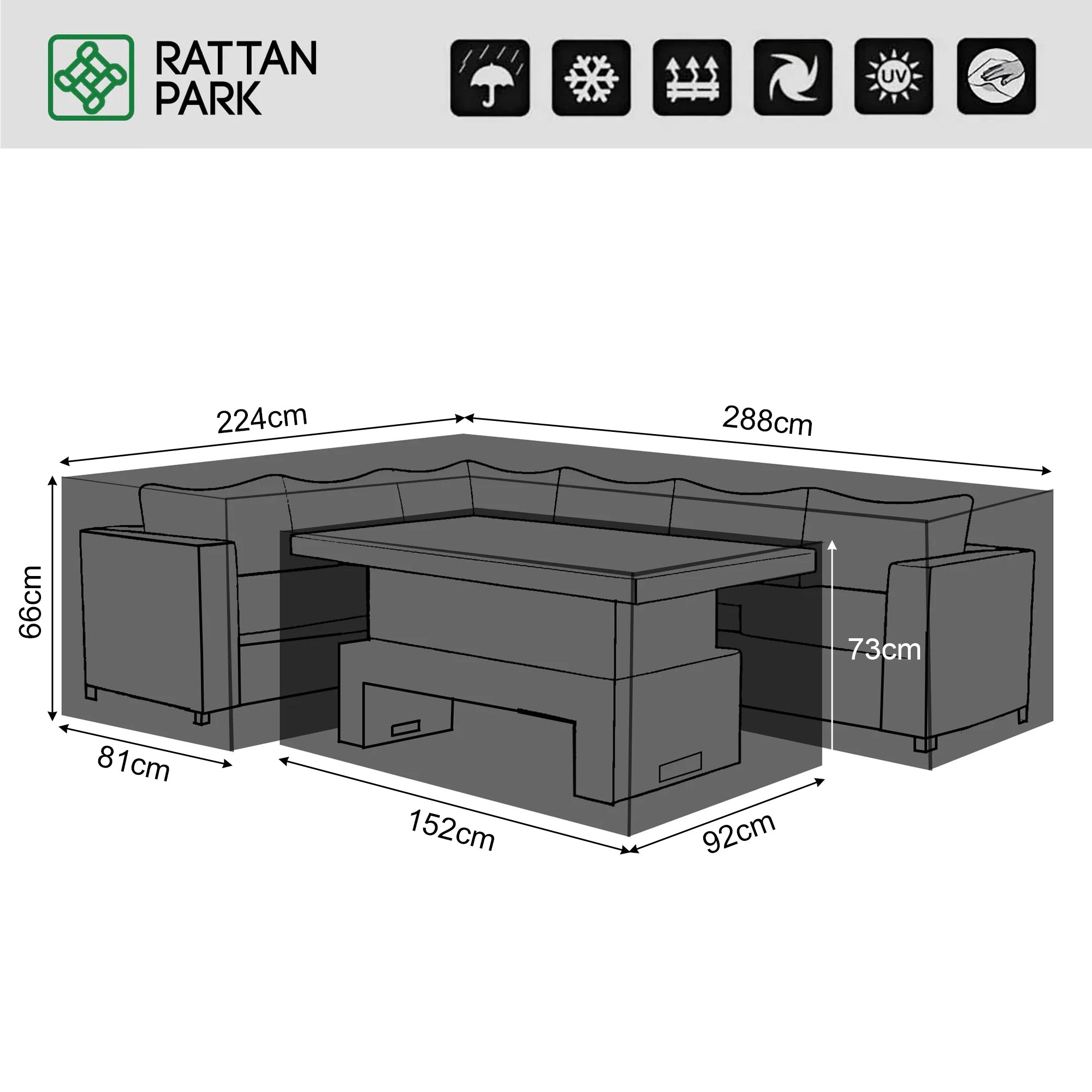 Protective cover- ROC-04L- Rose Modular corner Left Hand facing set