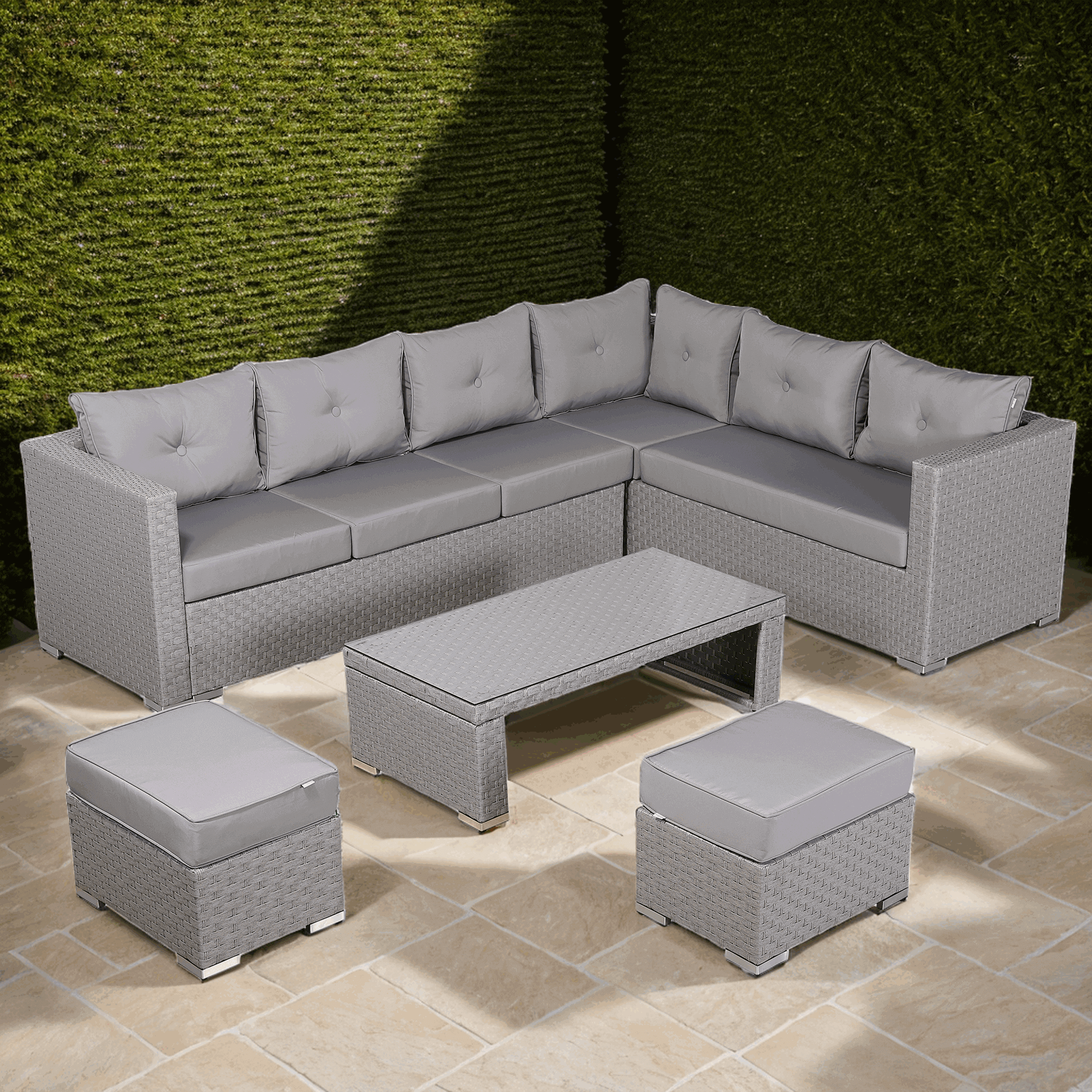 Carlow Range Large Left or Right Hand Corner Sofa Set with Coffee Table in Grey Weave